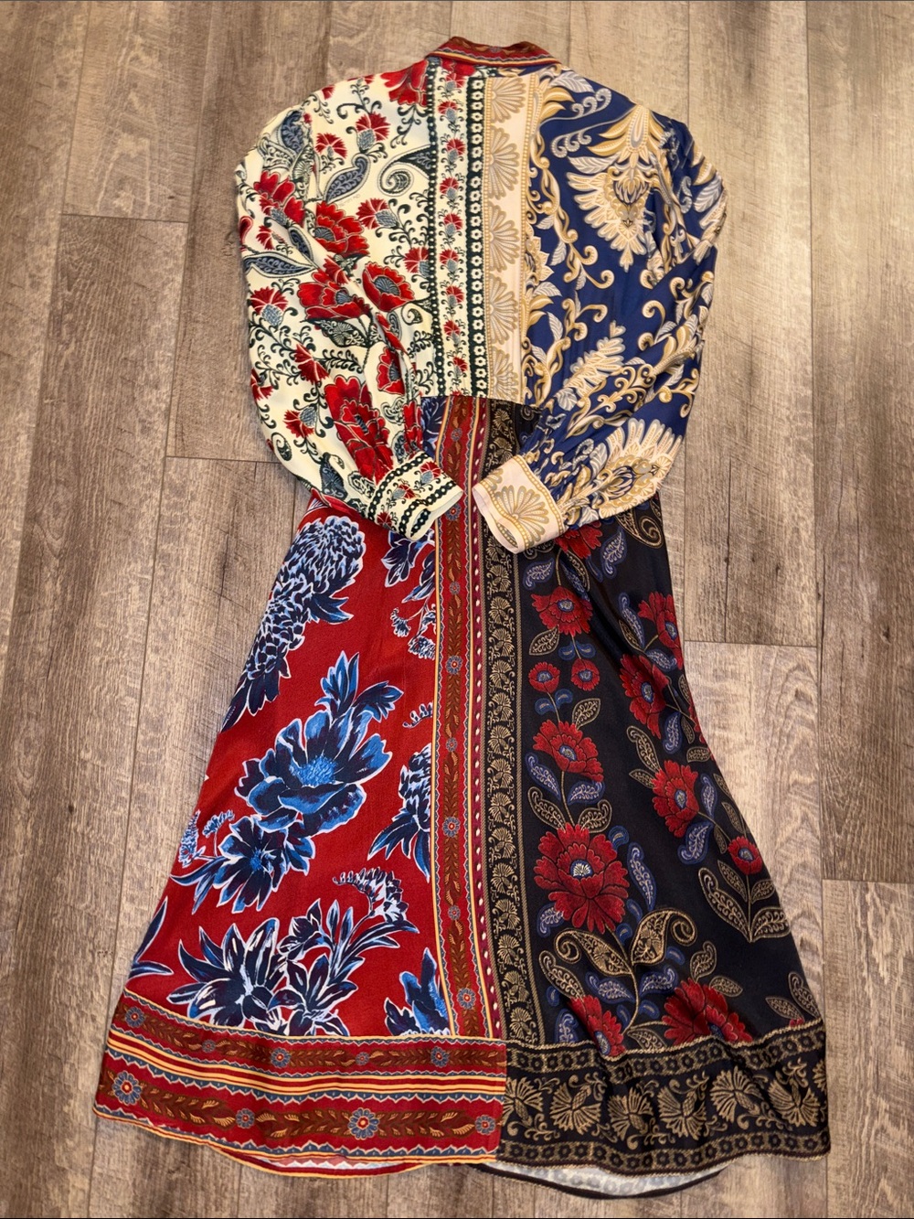 Farm Rio Navy Winter Mix Midi Dress - Picture 8 of 8